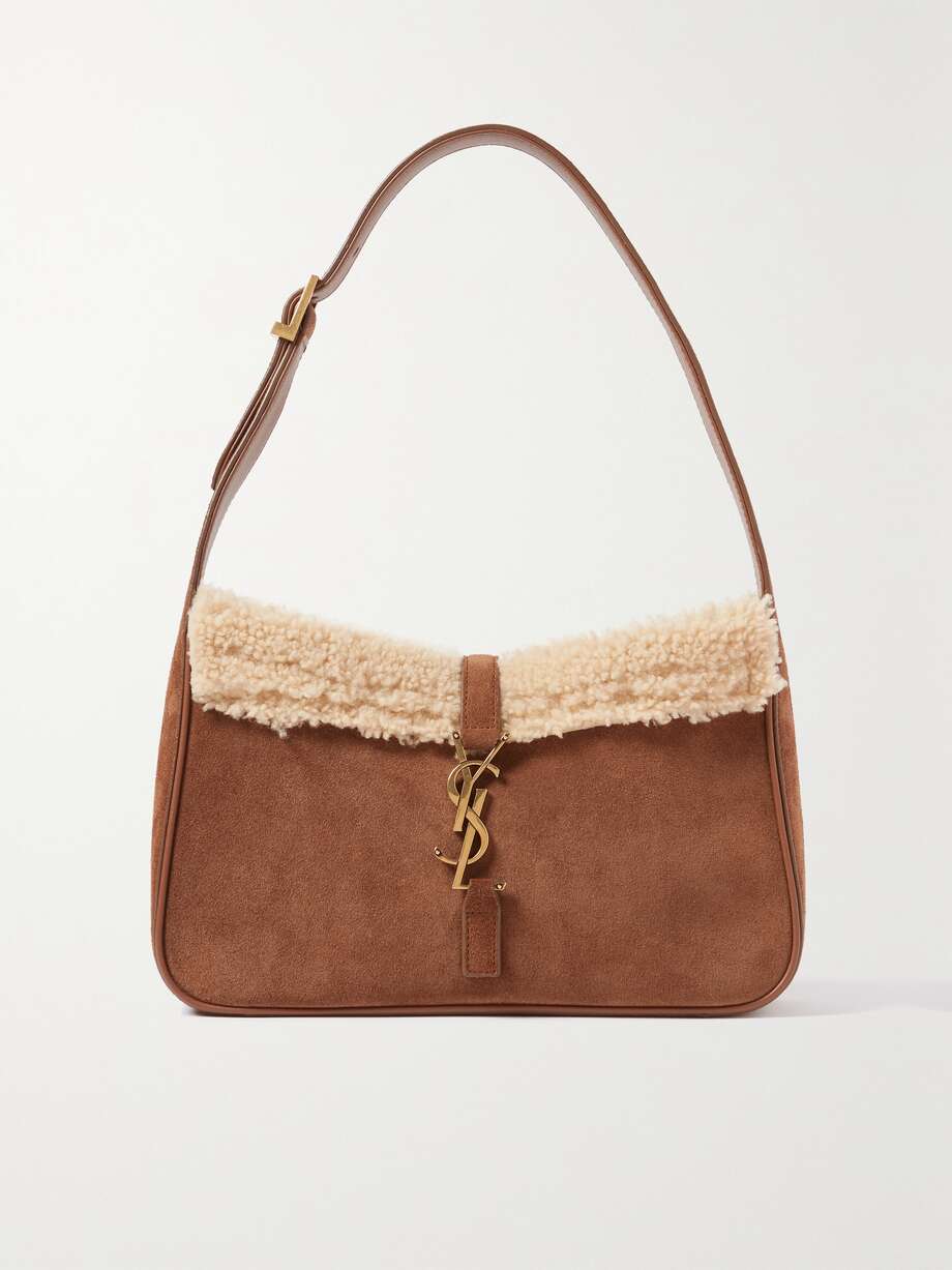 Shearling Trimmed Shoulder Bag