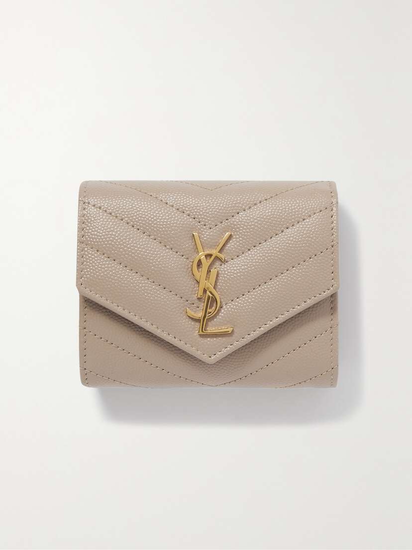 Saint Laurent Cassandre Quilted Textured-leather Wallet