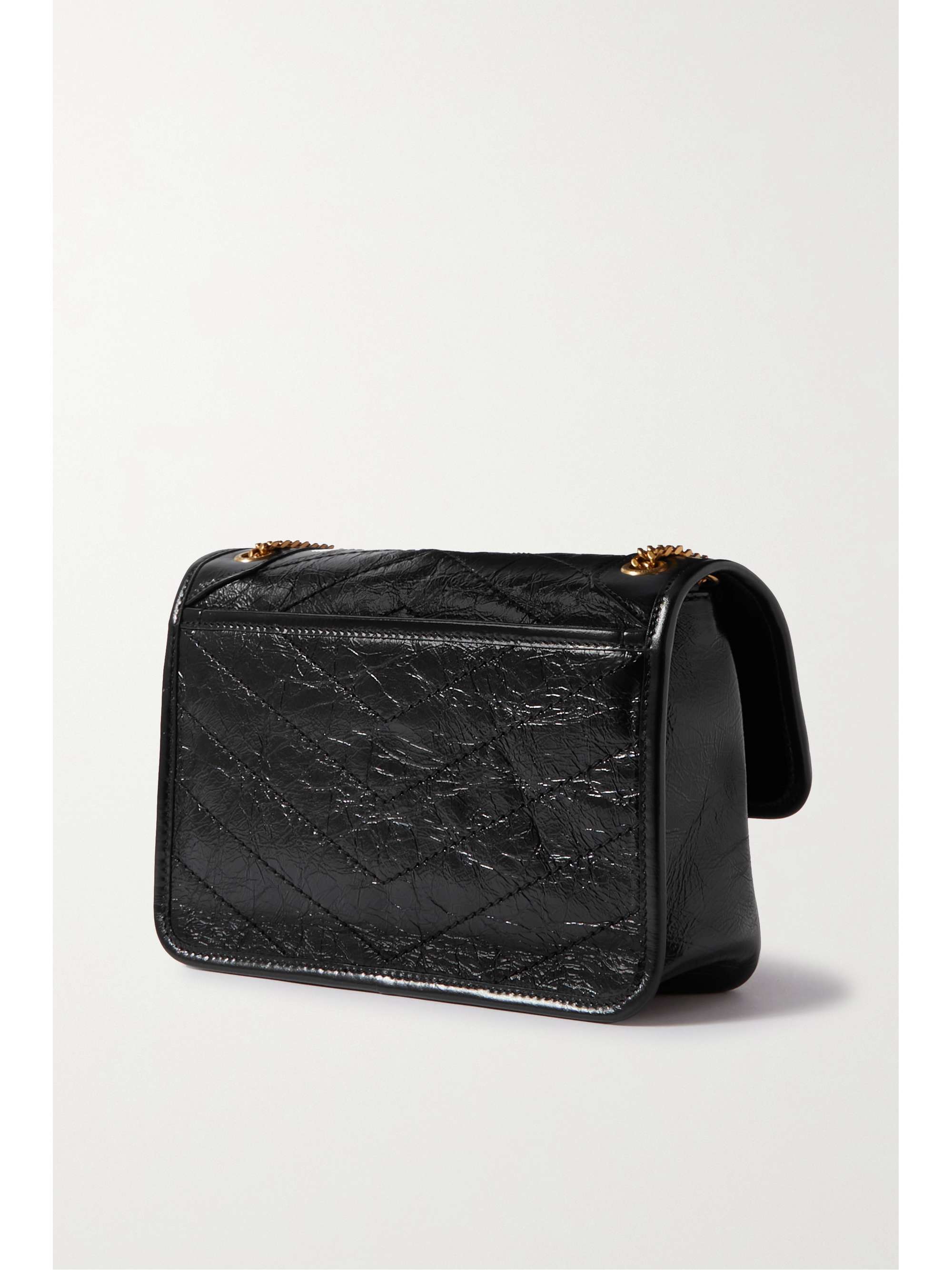 SAINT LAURENT Niki Baby mini quilted crinkled glossed-leather shoulder bag
