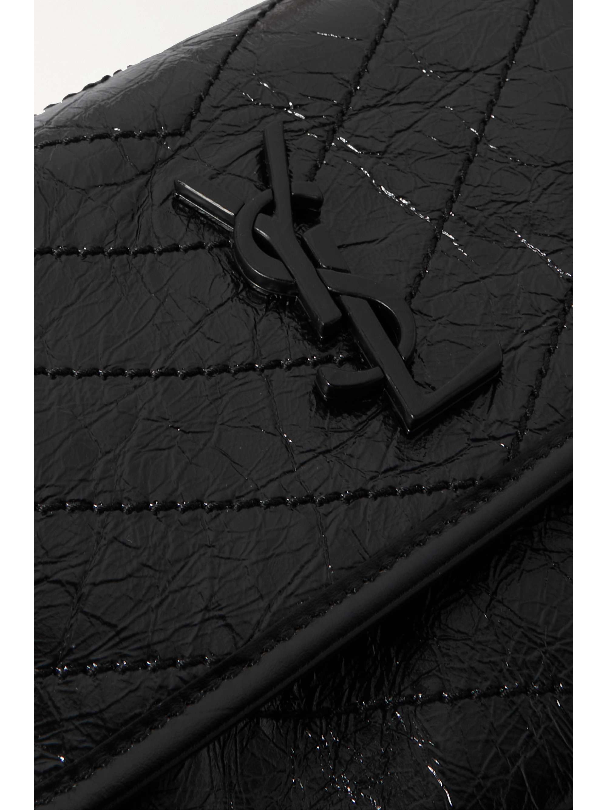 SAINT LAURENT Niki Baby mini quilted crinkled glossed-leather shoulder bag