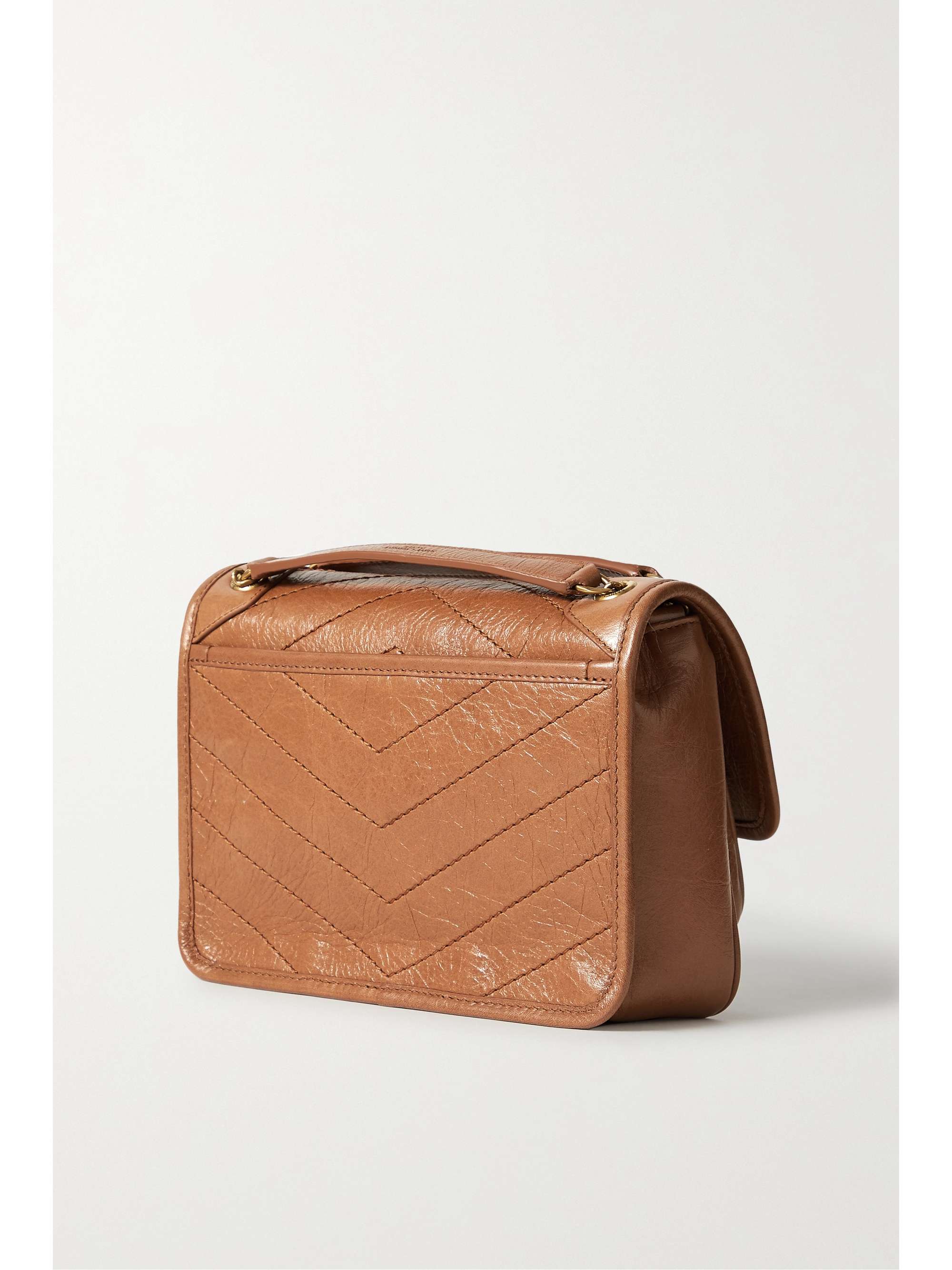 SAINT LAURENT Niki Baby mittelgroße Schultertasche aus gestepptem Leder in Knitteroptik