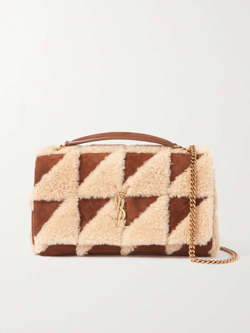Saint Laurent Jamie Medium Paneled Shearling Shoulder Bag