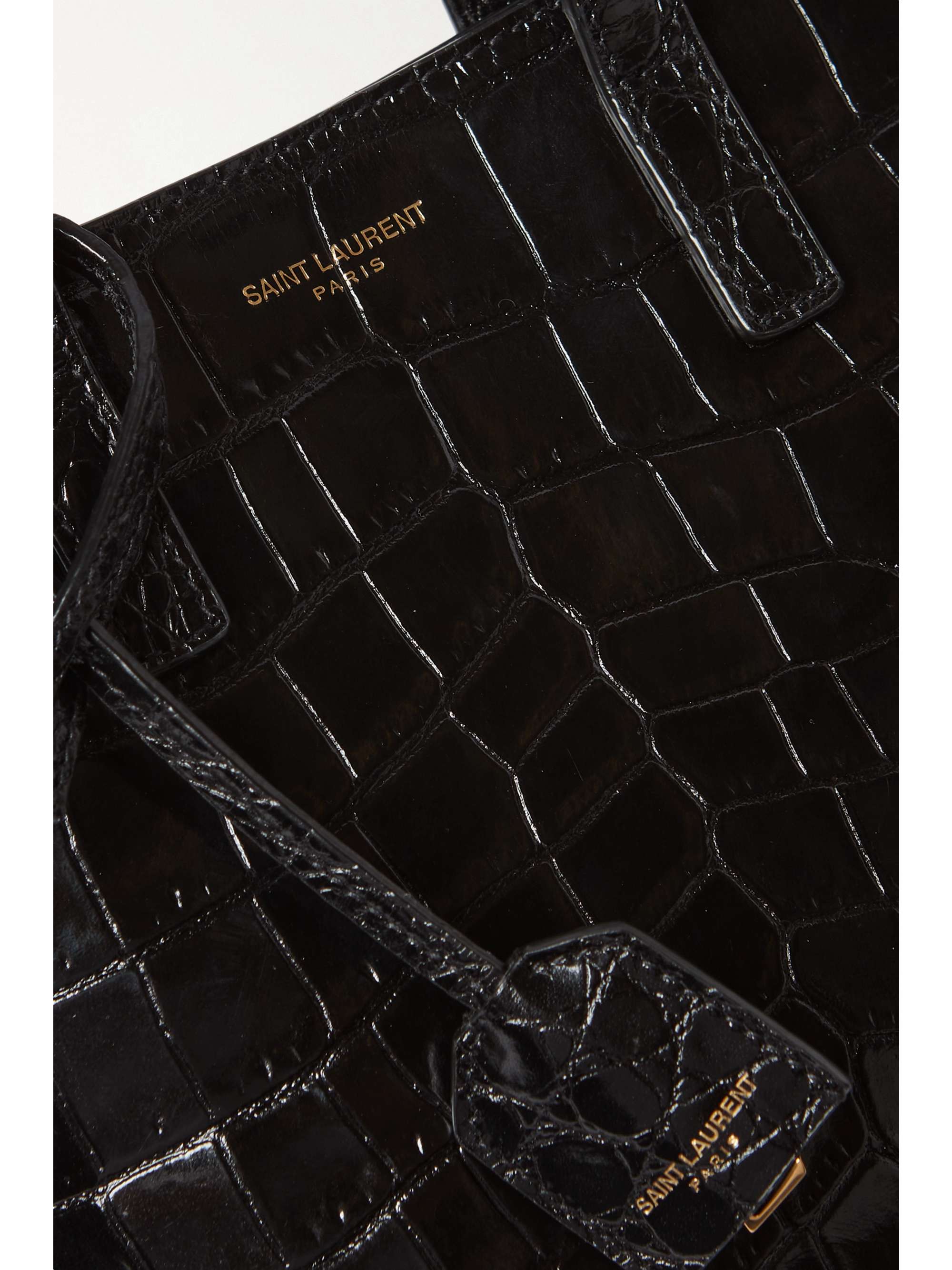 SAINT LAURENT Toy mini Tote aus Leder mit Krokodileffekt