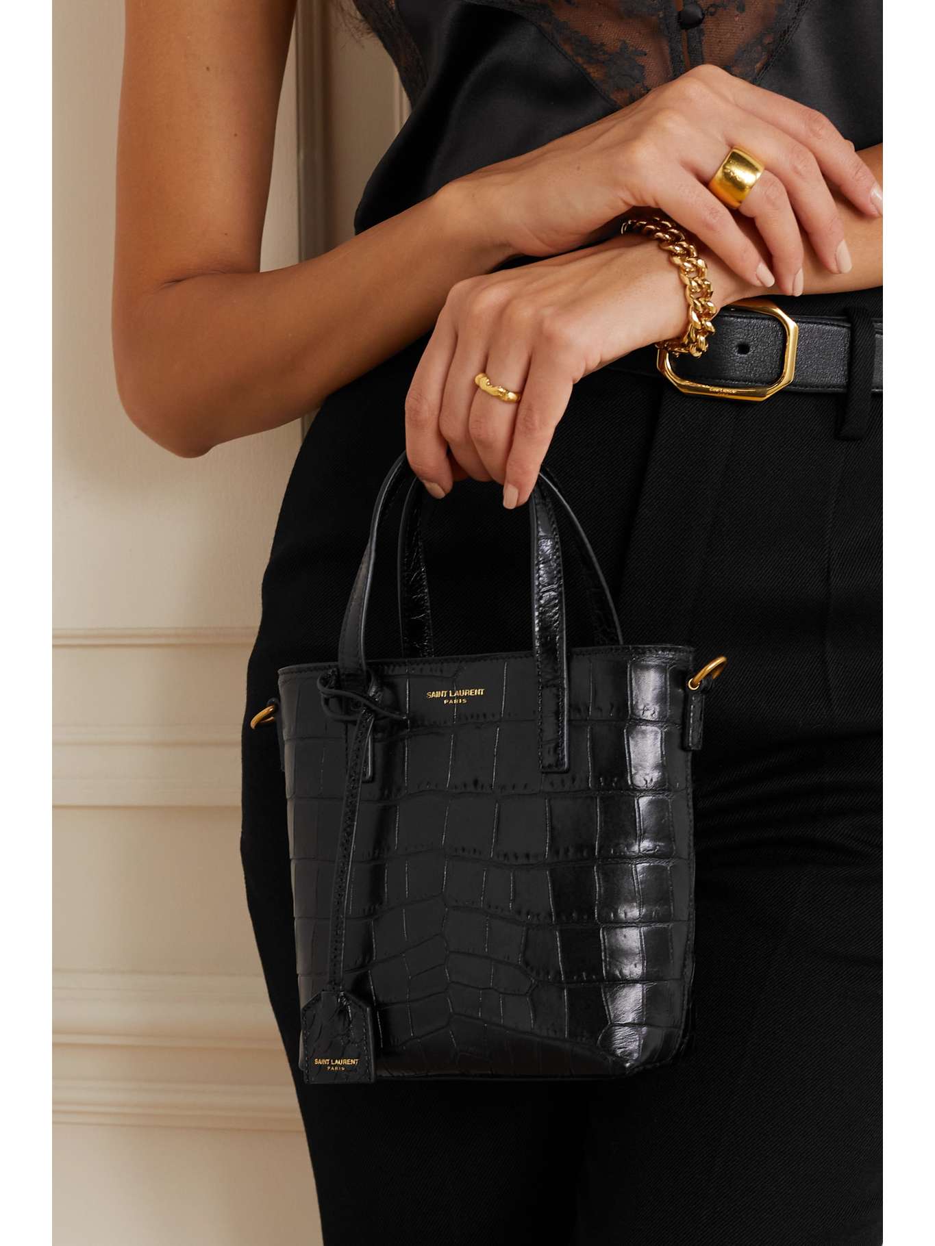 SAINT LAURENT Toy mini croceffect leather tote NETAPORTER