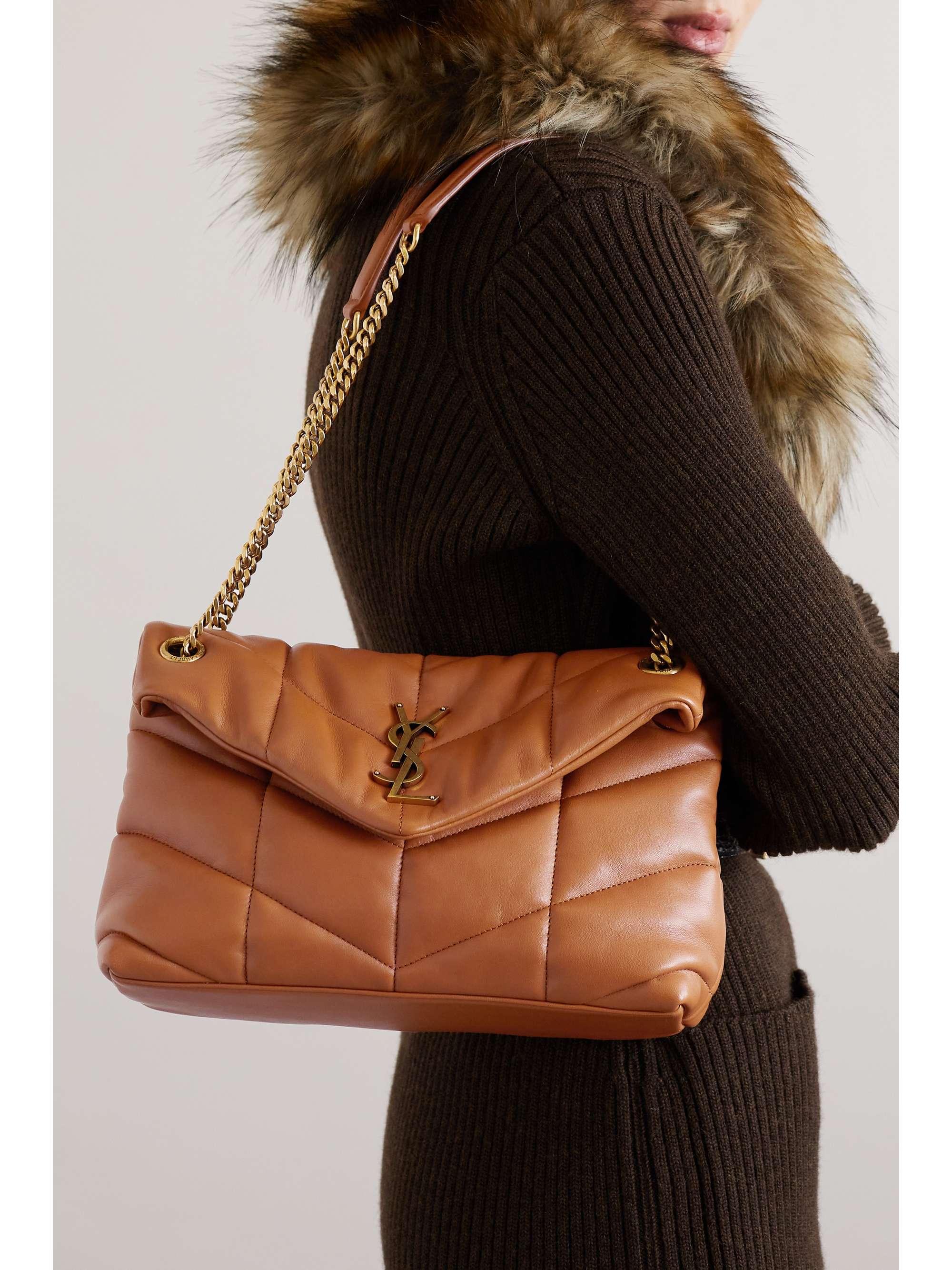ysl tan puffer bag