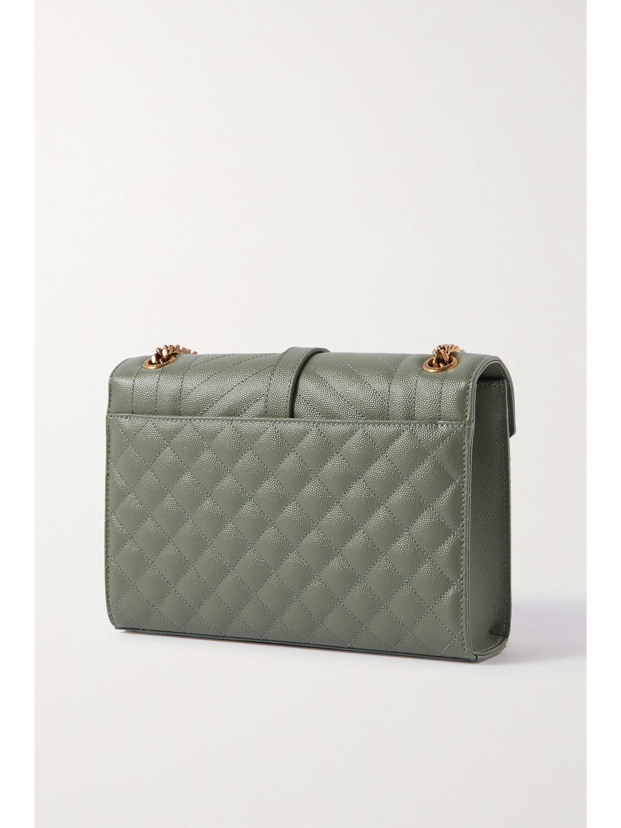saint laurent envelope quilted textured leather shoulder bag
