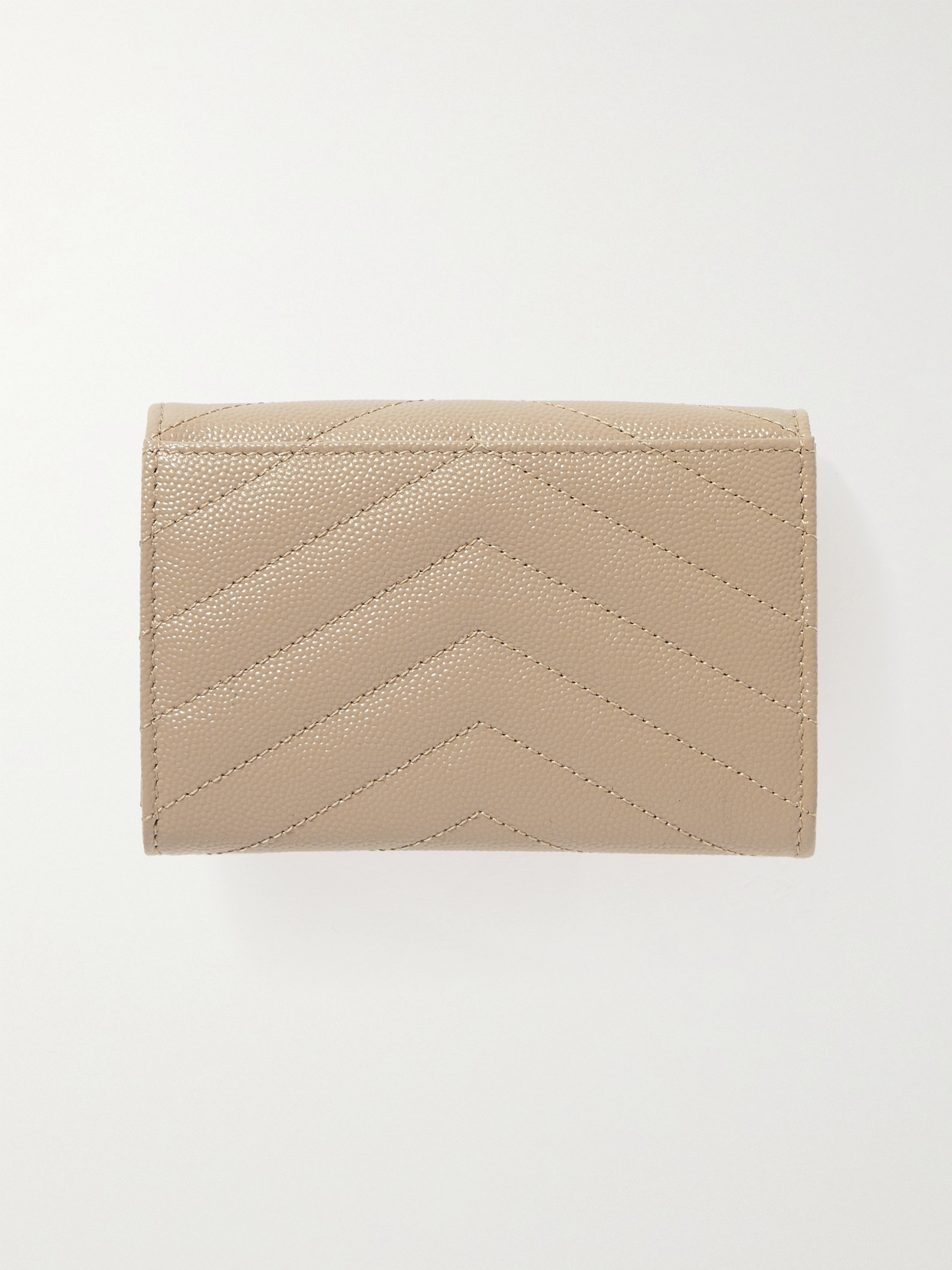 Shop Saint Laurent Monogramme Envelope Quilted Textured-leather Wallet In Neutrals