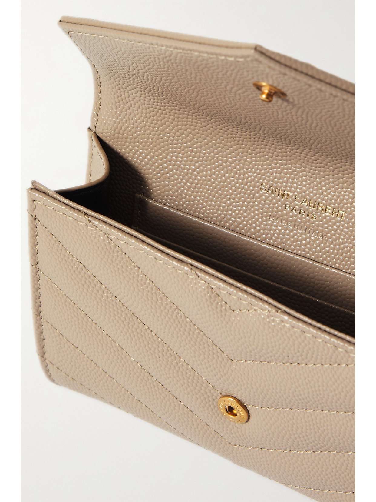 Shop Saint Laurent Monogramme Envelope Quilted Textured-leather Wallet In Neutrals