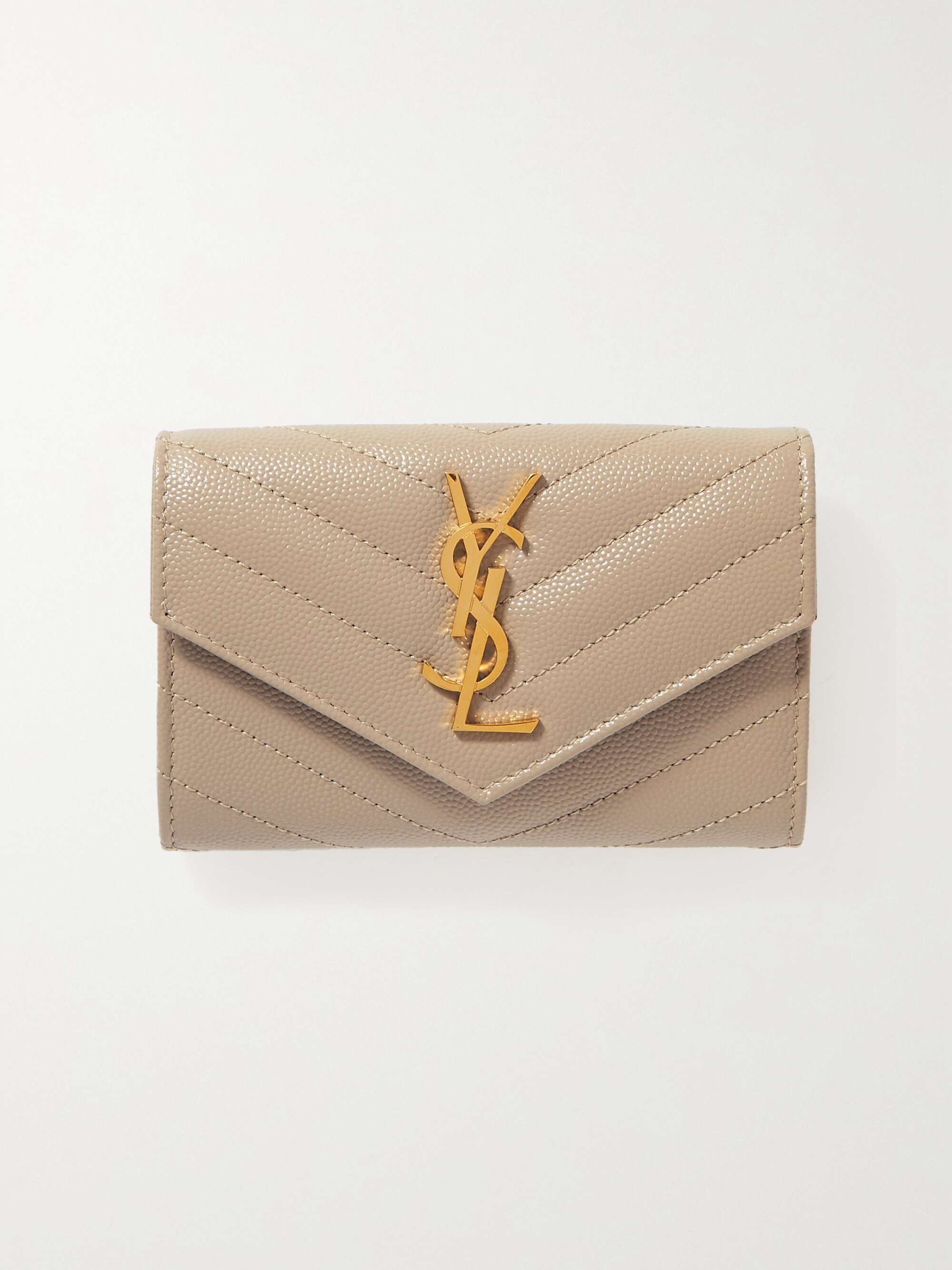 SAINT LAURENT Monogramme Envelope quilted textured-leather wallet