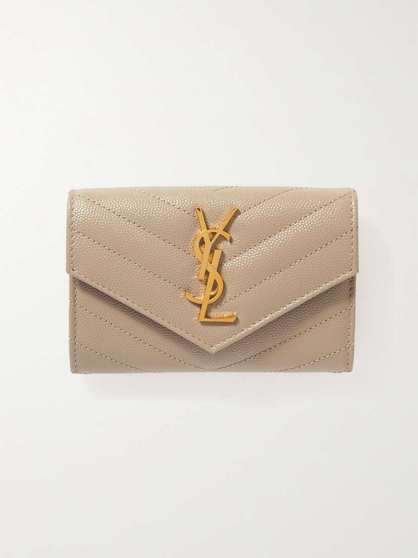Saint Laurent Monogramme Envelope Quilted Textured-leather Wallet