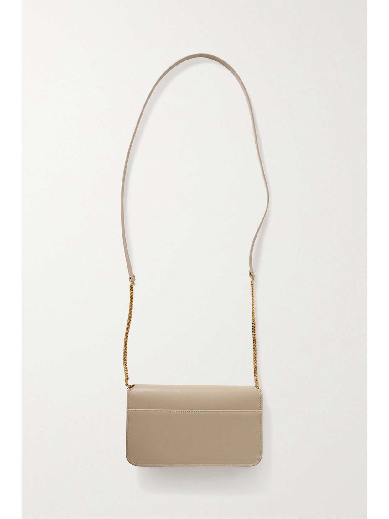 Shop Saint Laurent Cassandre Strap Leather Phone Case In Neutrals