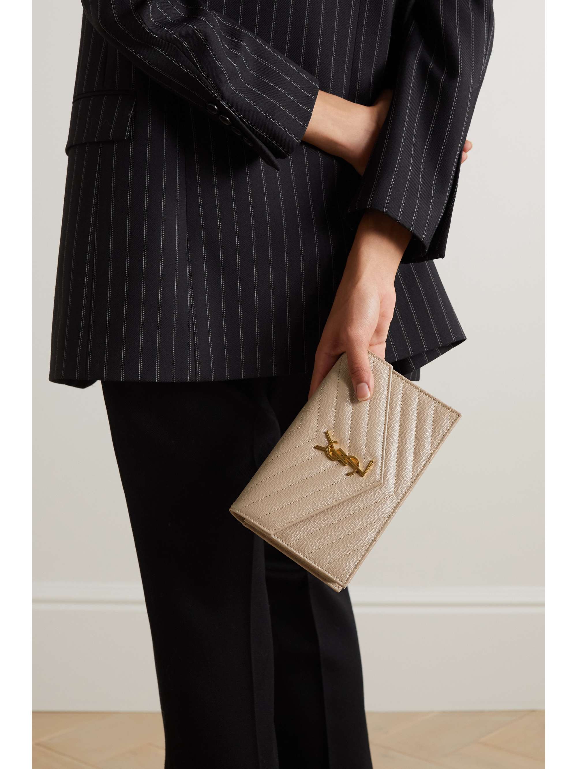 SAINT LAURENT Monogramme quilted textured-leather shoulder bag