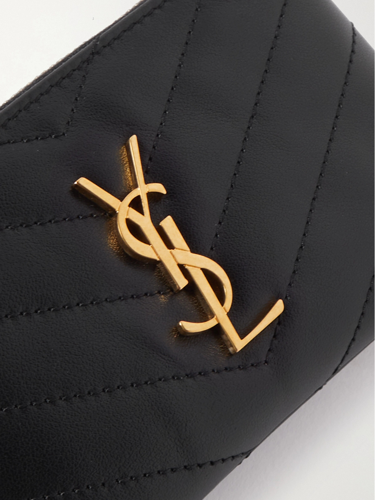 Saint Laurent Cassandre Quilted Leather Wallet In Black