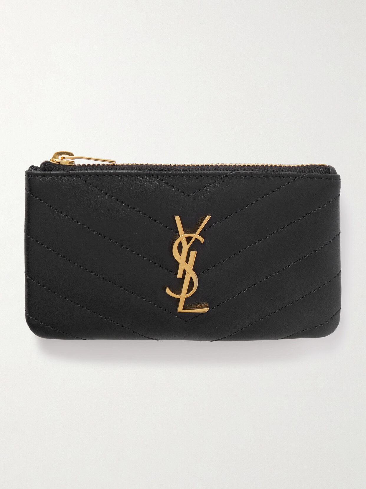 Saint Laurent Cassandre Quilted Leather Wallet In Black