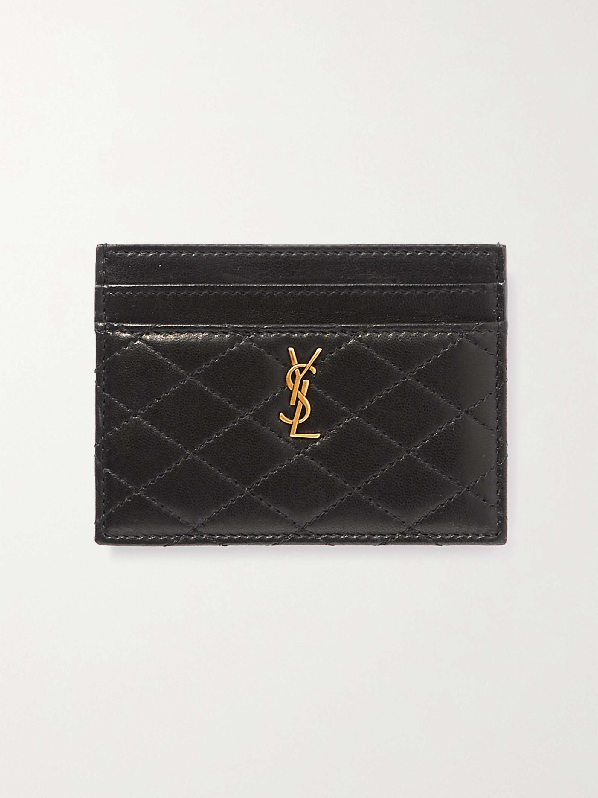 Monogram Quilted Leather Card Holder in Black - Saint Laurent