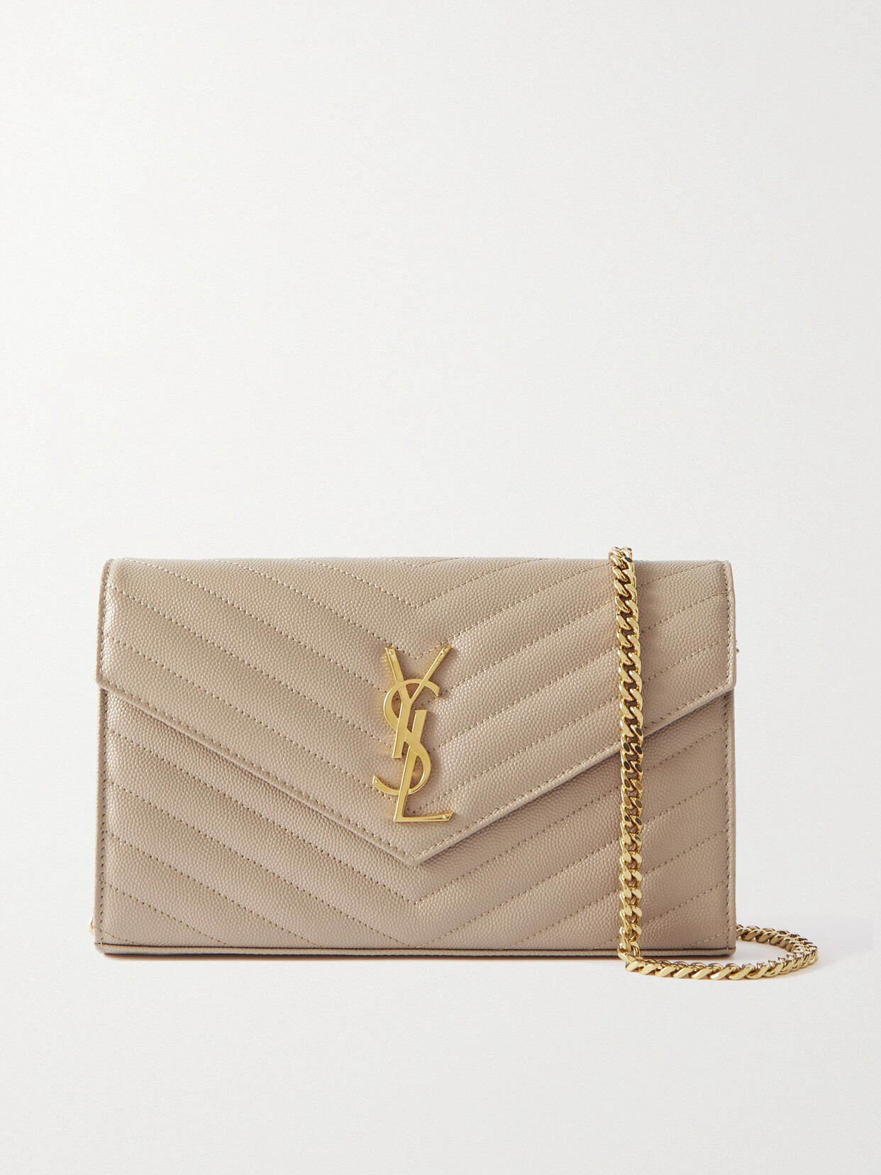 Saint Laurent Monogramme Mini Quilted Textured-leather Shoulder Bag In Neutrals