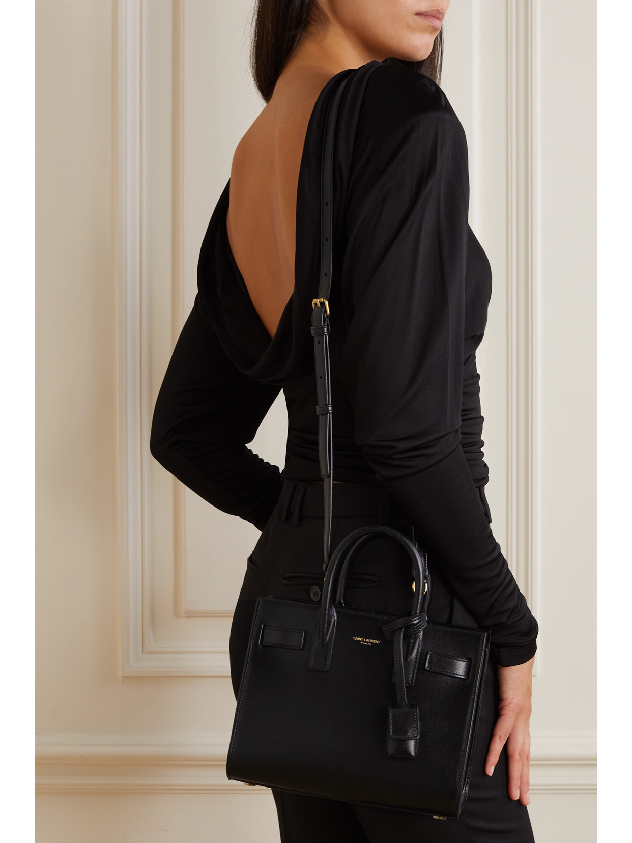 Saint Laurent Nano Sac De Jour Leather Satchel In Black