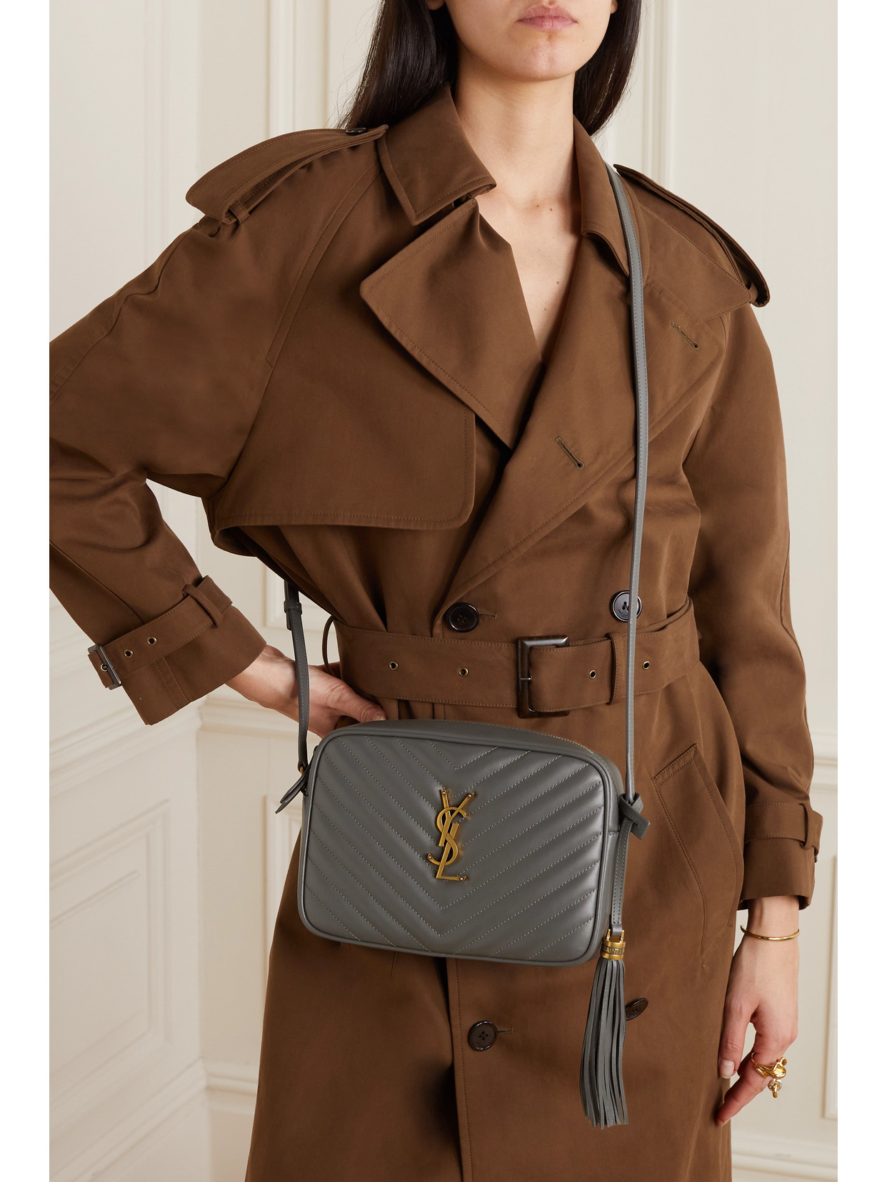 Saint Laurent Lou Medium Quilted Leather Shoulder Bag In Gray ModeSens