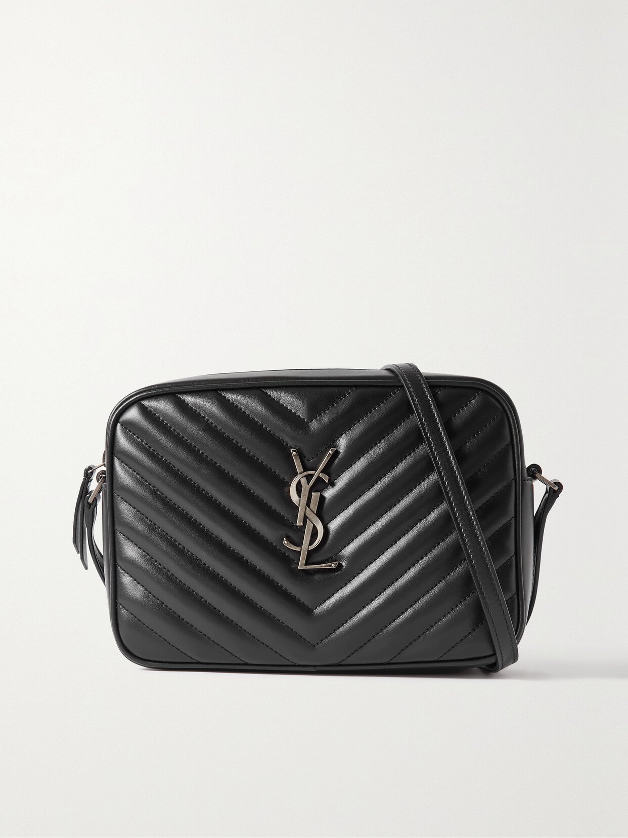 Saint Laurent Lou Camera Quilted Leather Shoulder Bag In Black