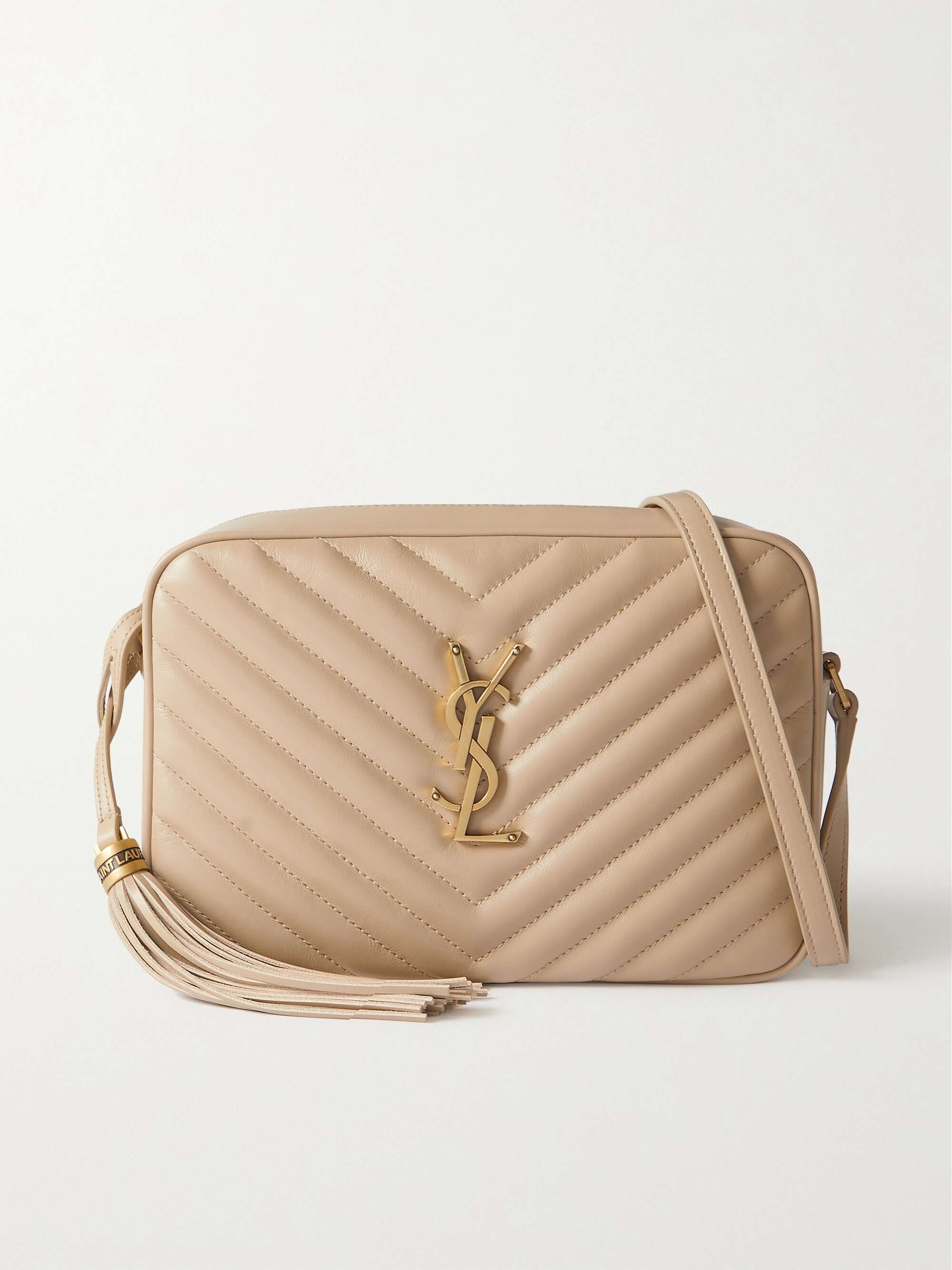 Beige Lou YSL-logo quilted-leather cross-body bag, Saint Laurent