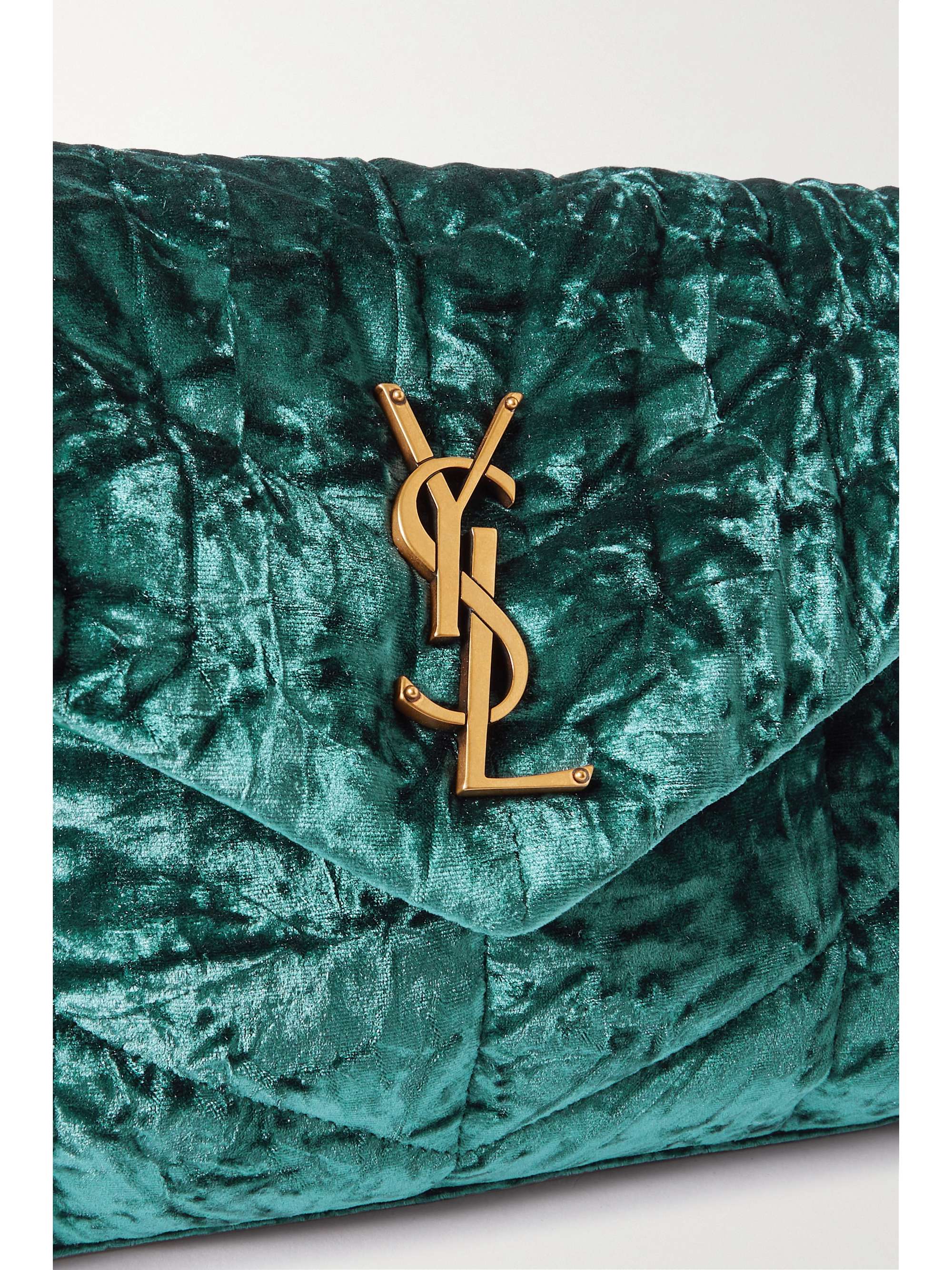 SAINT LAURENT Loulou Puffer small quilted velvet shoulder bag