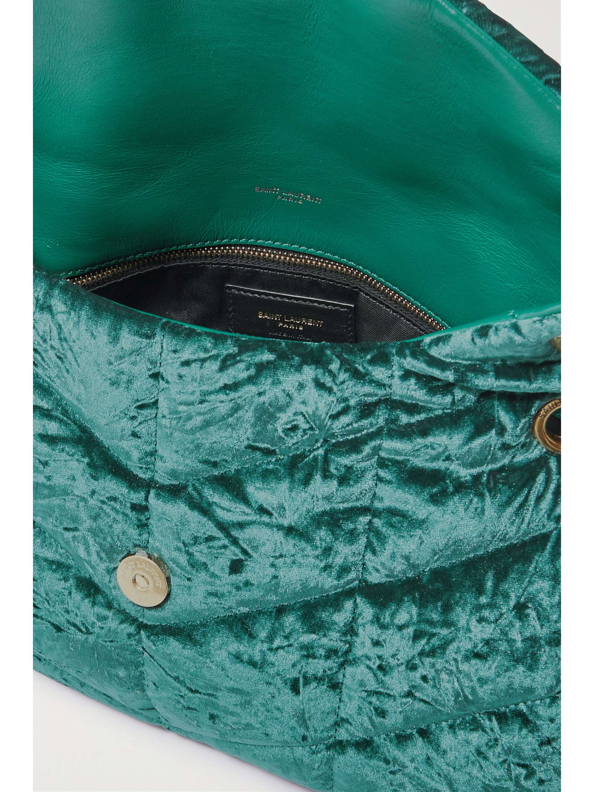 SAINT LAURENT Loulou Puffer small quilted velvet shoulder bag