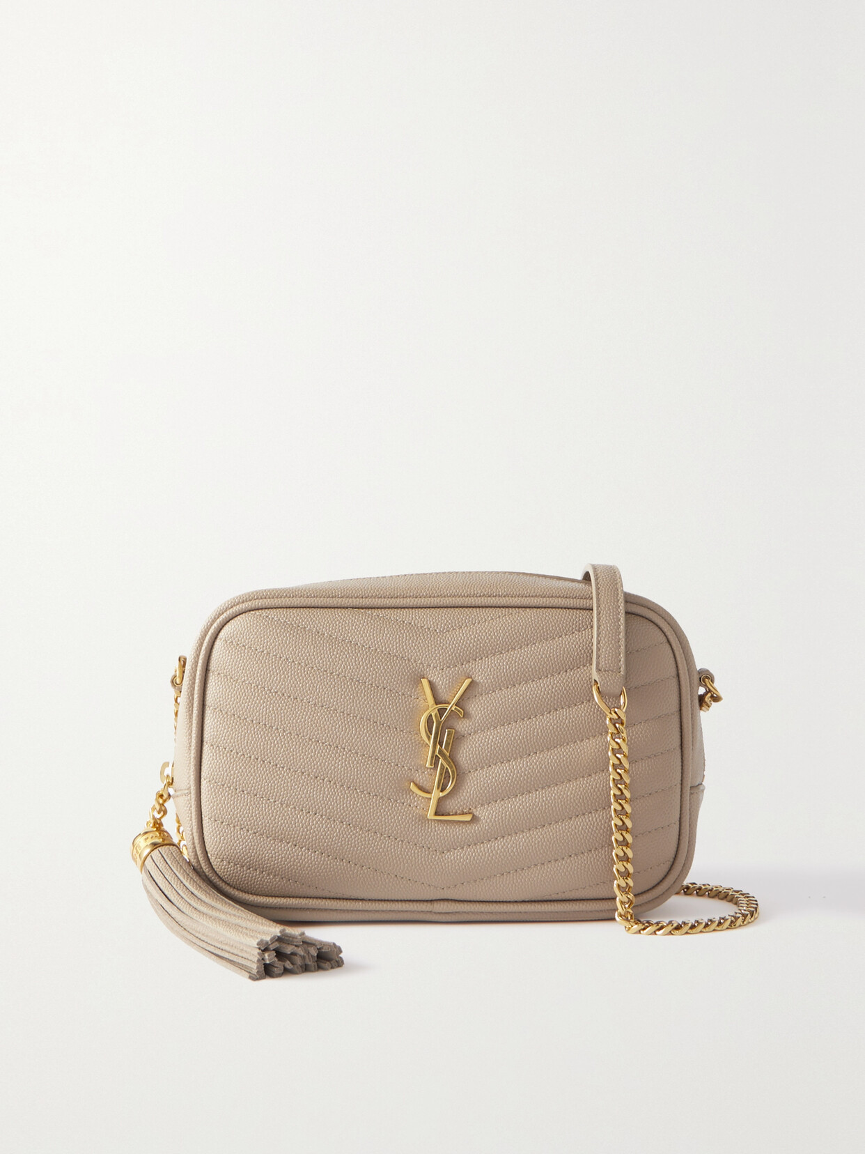 Saint Laurent Lou Mini Quilted Texturedleather Shoulder Bag In