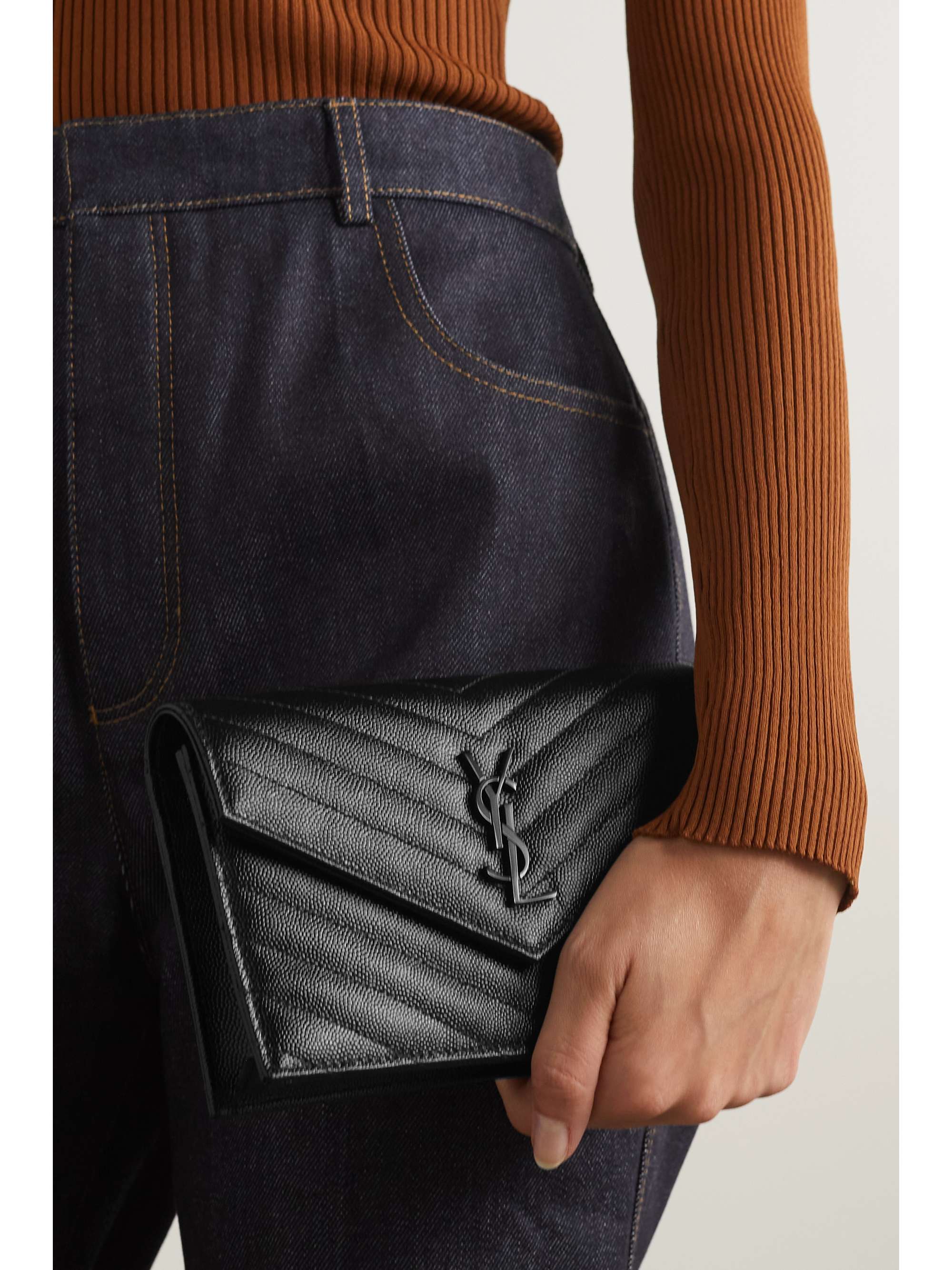 SAINT LAURENT Monogramme quilted textured-leather shoulder bag