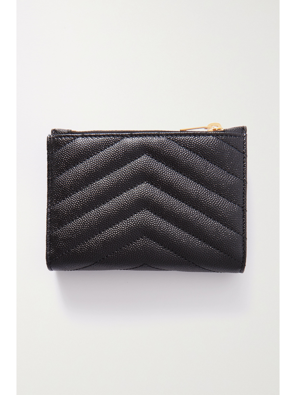 Saint Laurent Cassandre Quilted Textured-leather Wallet In Black