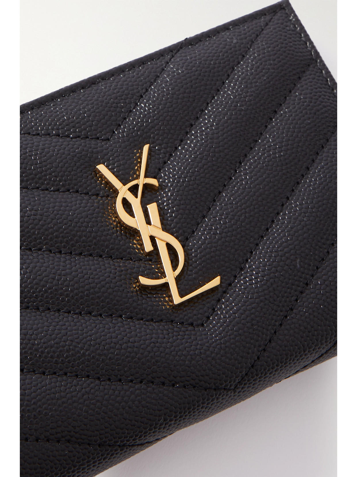 Shop Saint Laurent Cassandre Quilted Textured-leather Wallet In Black