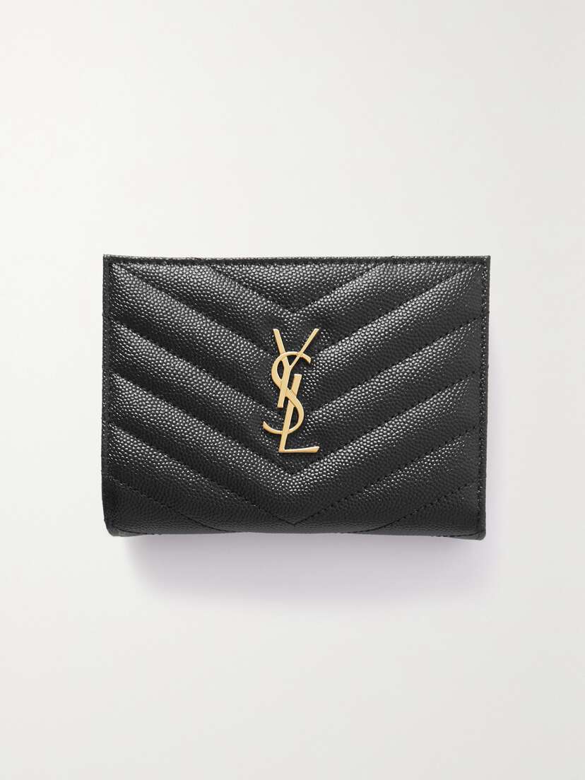 Saint Laurent Cassandre Quilted Textured-leather Wallet