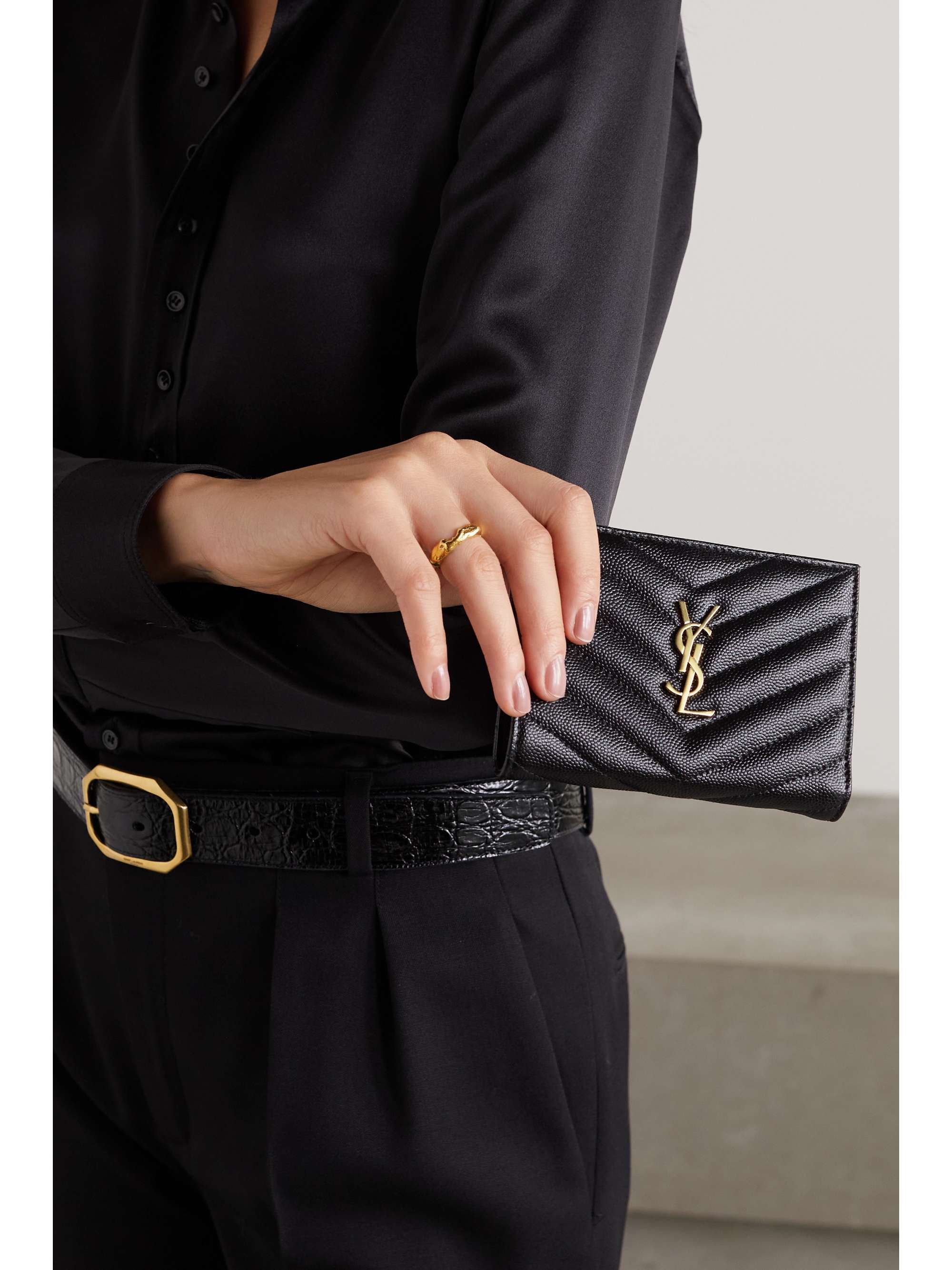 SAINT LAURENT Cassandre quilted textured-leather wallet