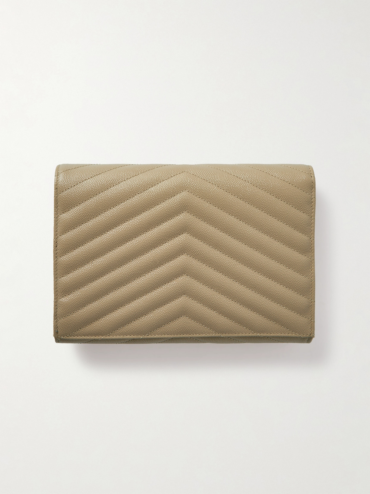 Saint Laurent Monogramme Quilted Textured-leather Pouch In Neutrals