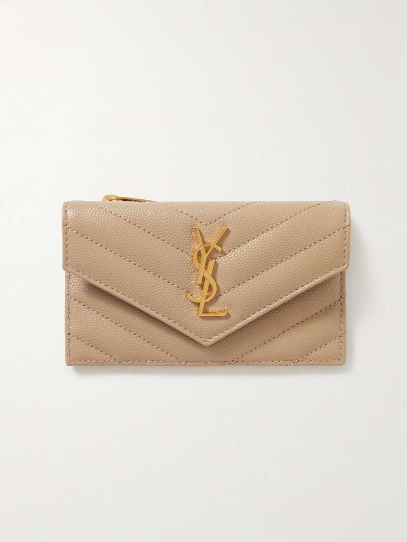 Saint Laurent Cassandre Quilted Textured-leather Wallet