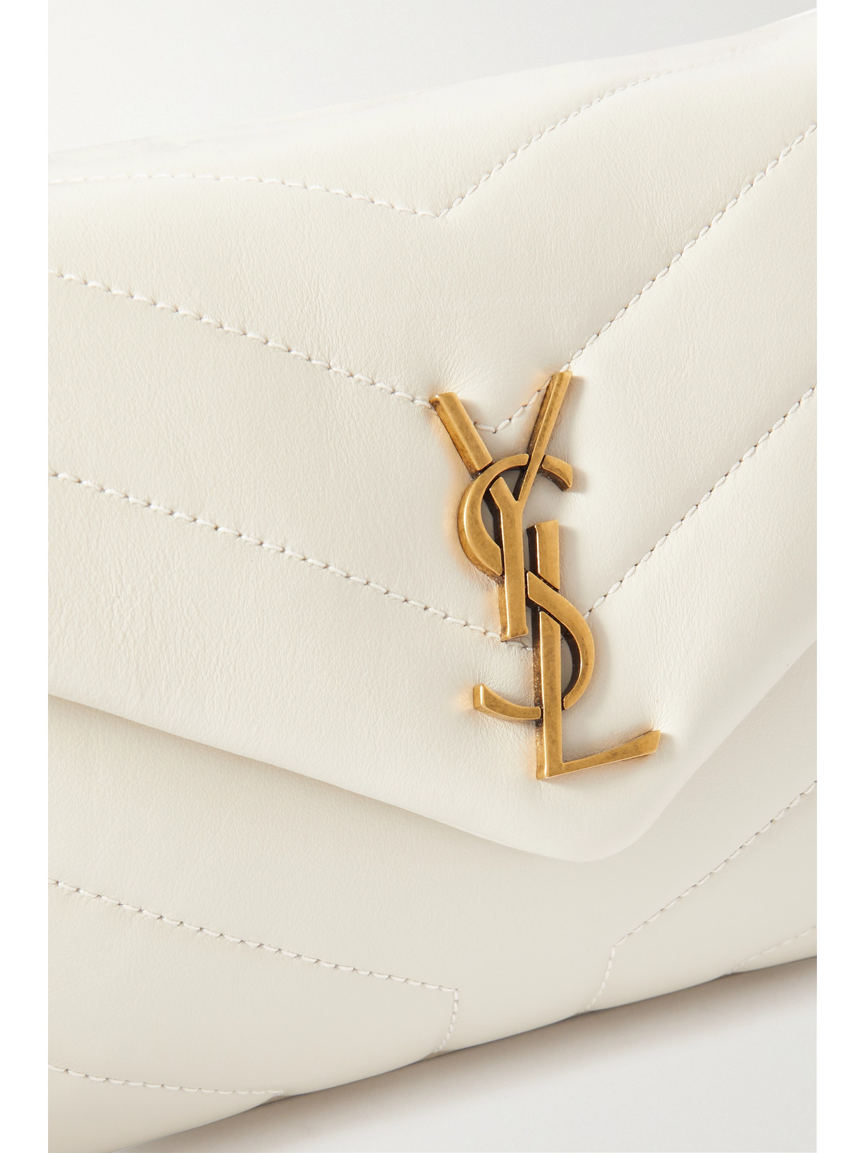 Shop Saint Laurent Loulou Toy Quilted Leather Shoulder Bag In Cream