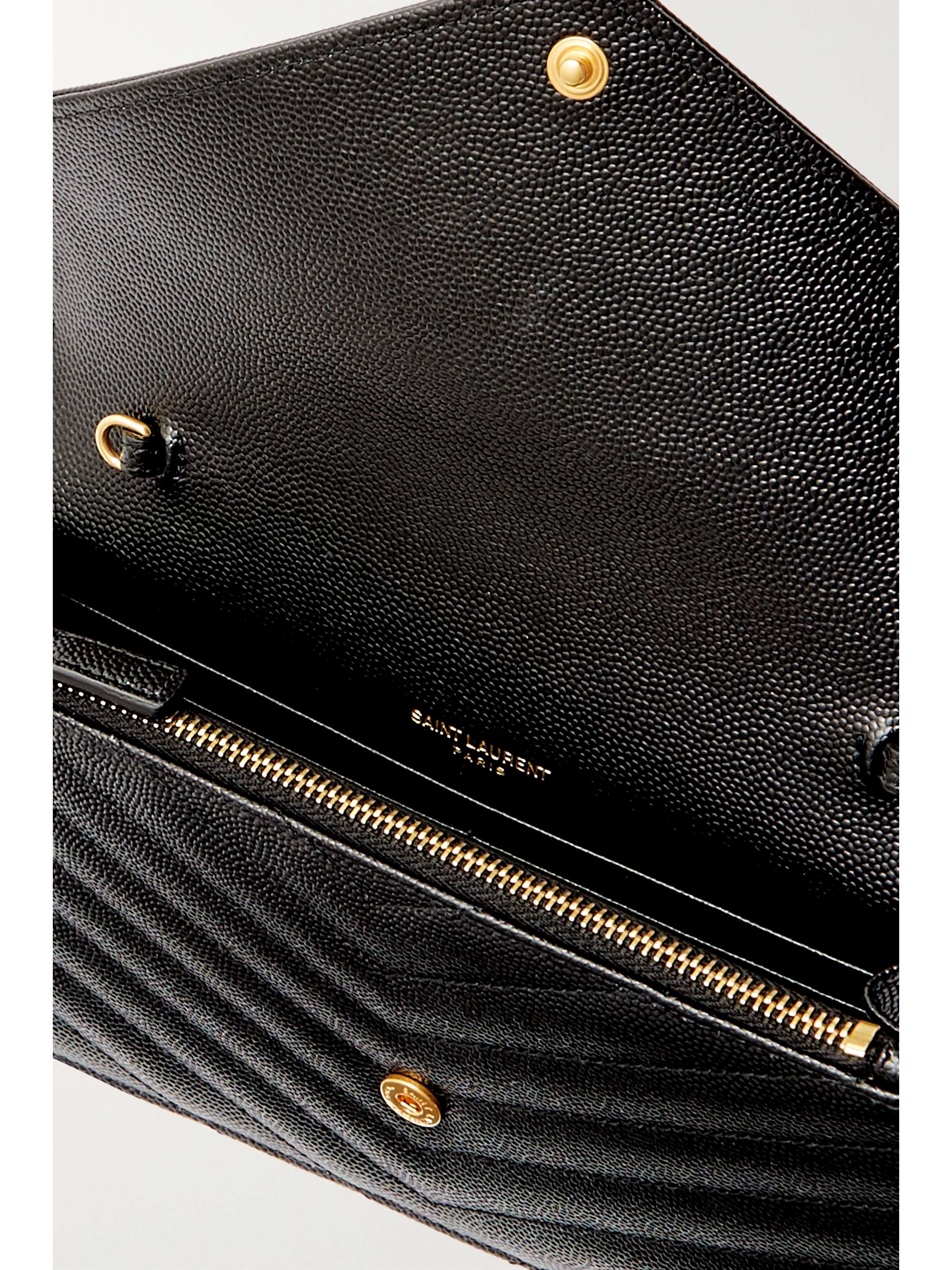 SAINT LAURENT Monogramme quilted textured-leather shoulder bag