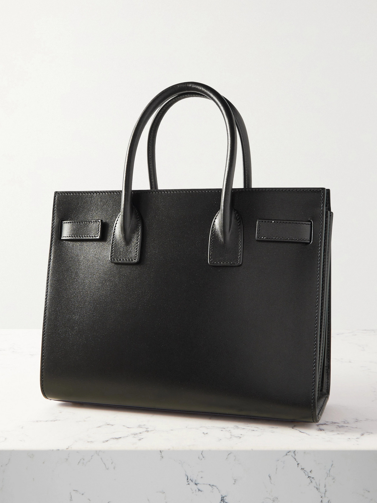 Saint Laurent Sac De Jour Nano Shiny Leather Satchel Bag In Black