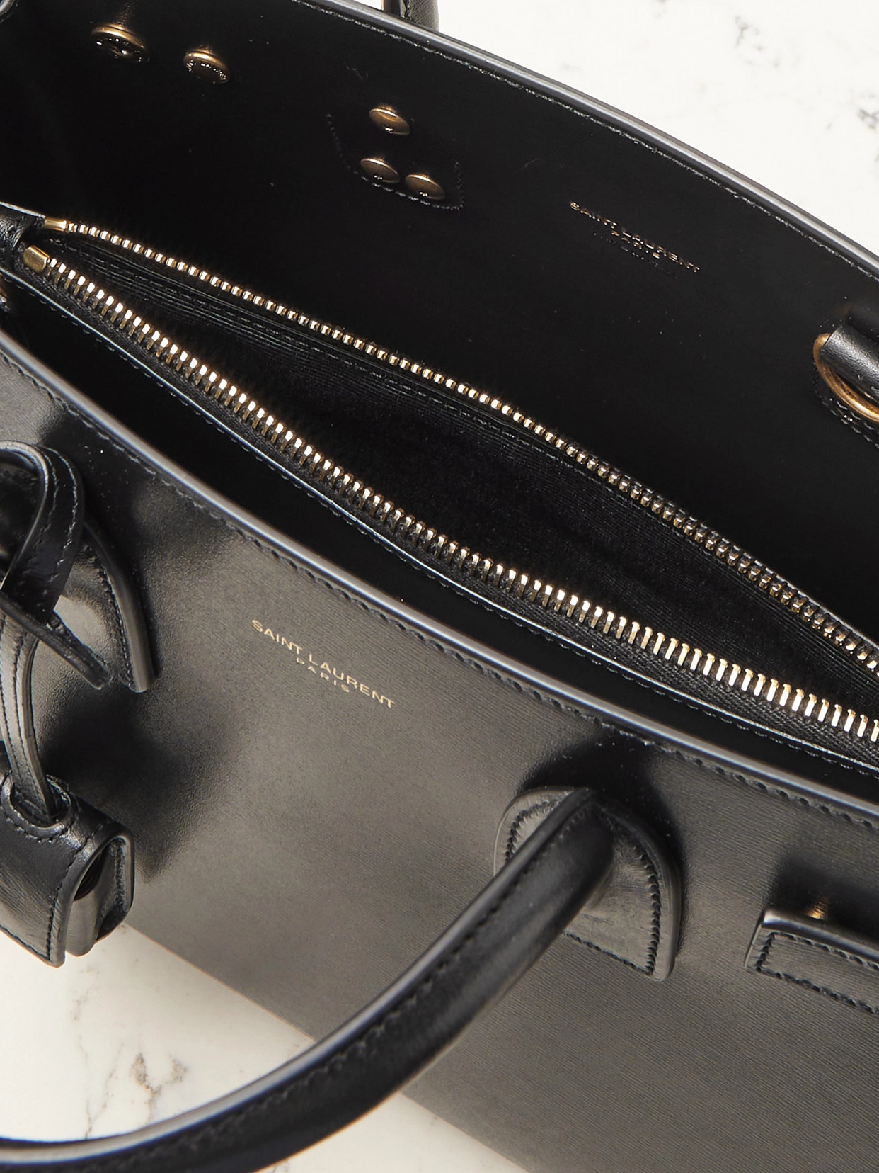 Saint Laurent Sac De Jour Nano Shiny Leather Satchel Bag In Black