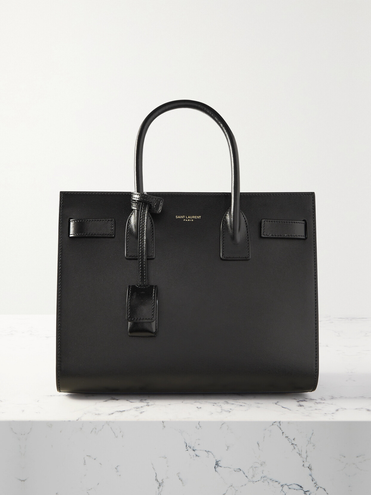 Saint Laurent Sac De Jour Nano Shiny Leather Satchel Bag In Black