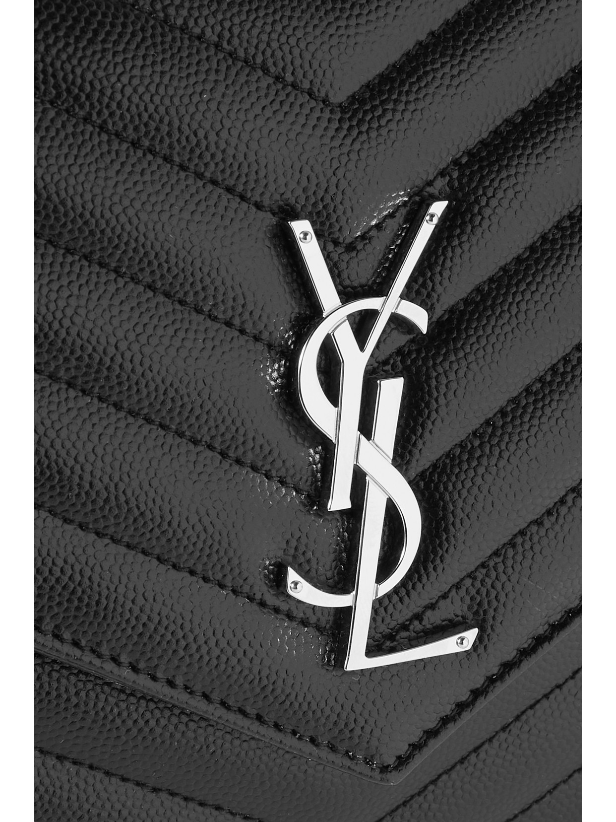 Saint Laurent Monogramme Quilted Textured-leather Pouch In Black
