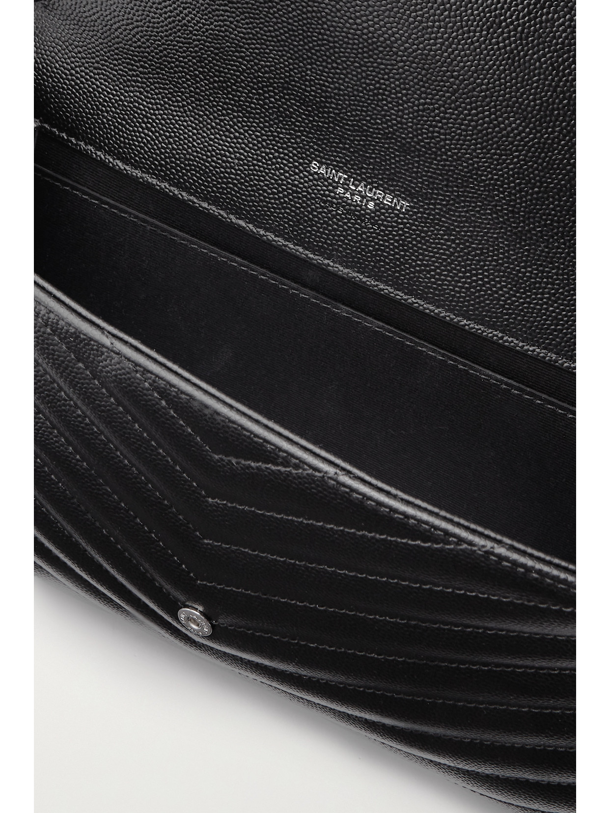 Saint Laurent Monogramme Quilted Textured-leather Pouch In Black