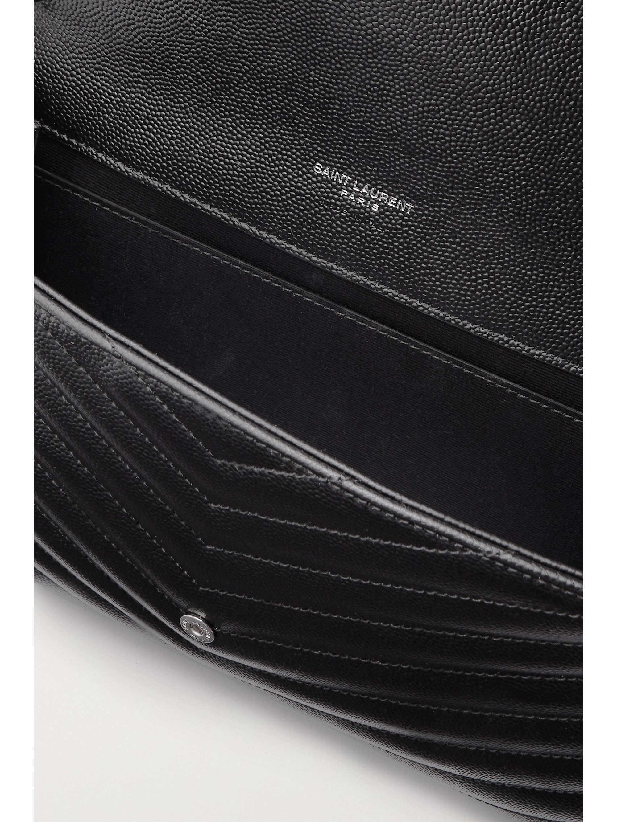 SAINT LAURENT Monogramme quilted textured-leather pouch