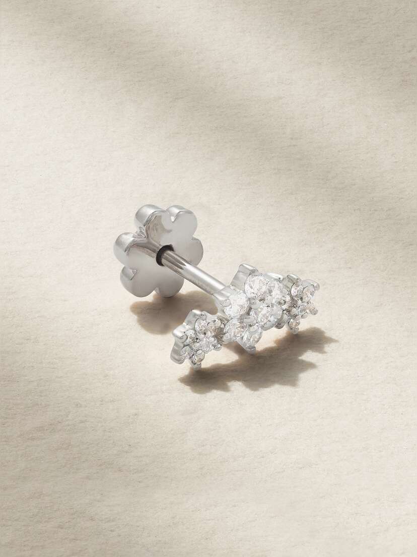 MARIA TASH Flower Garland 18-karat White Gold Diamond Earring