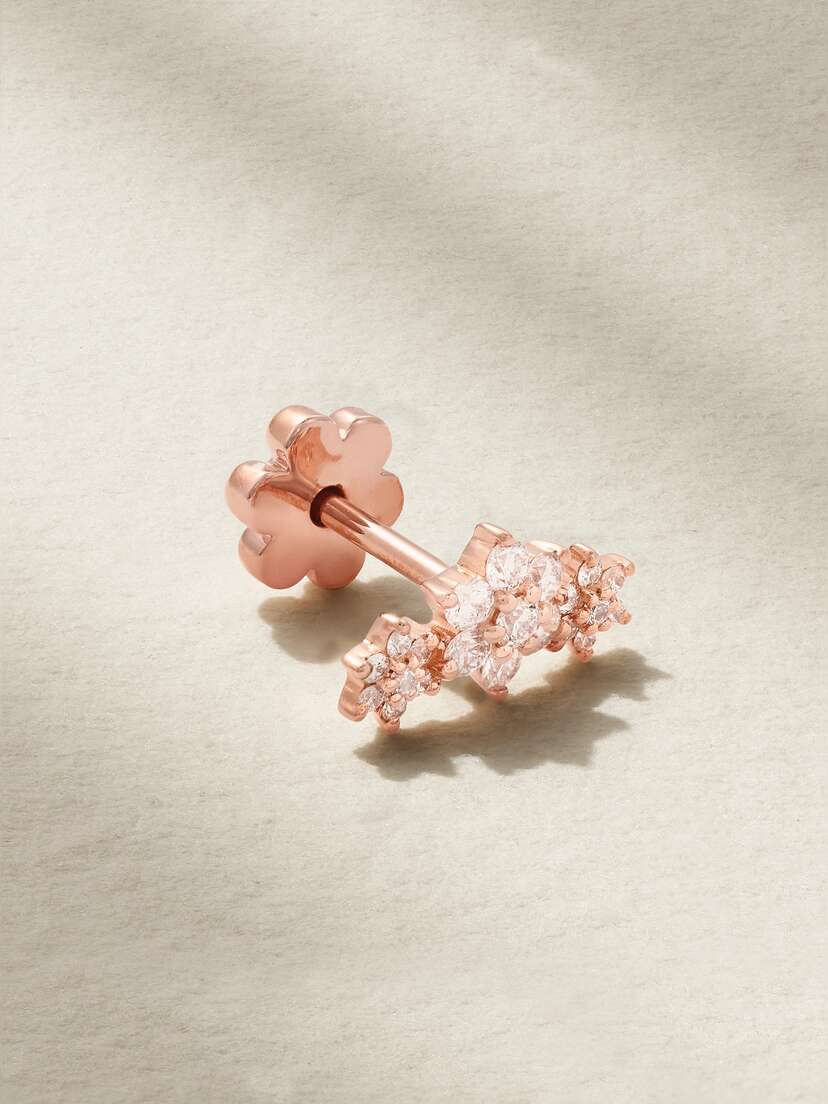 MARIA TASH Flower Garland 18-karat Rose Gold Diamond Earring