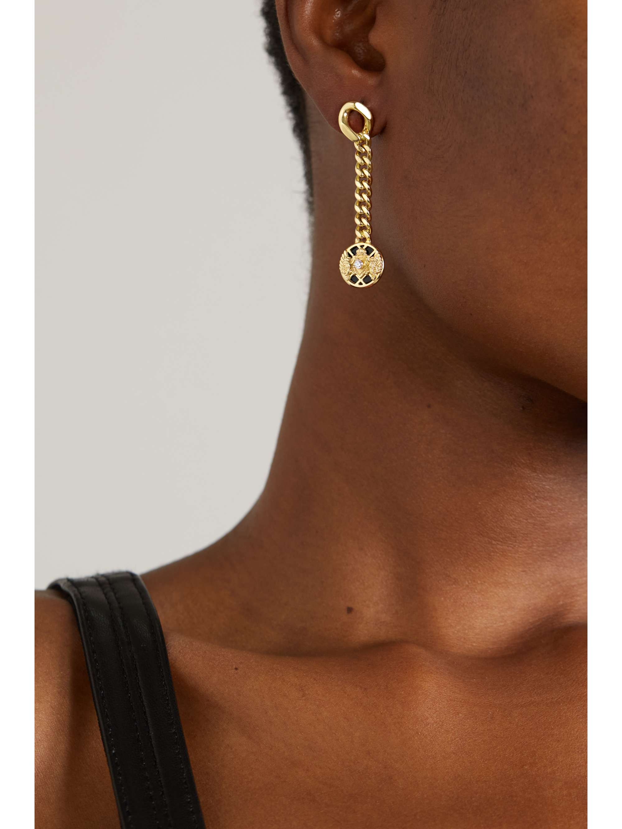 Gold 18-karat gold, enamel and diamond single earring  BALMAIN  NET-A 