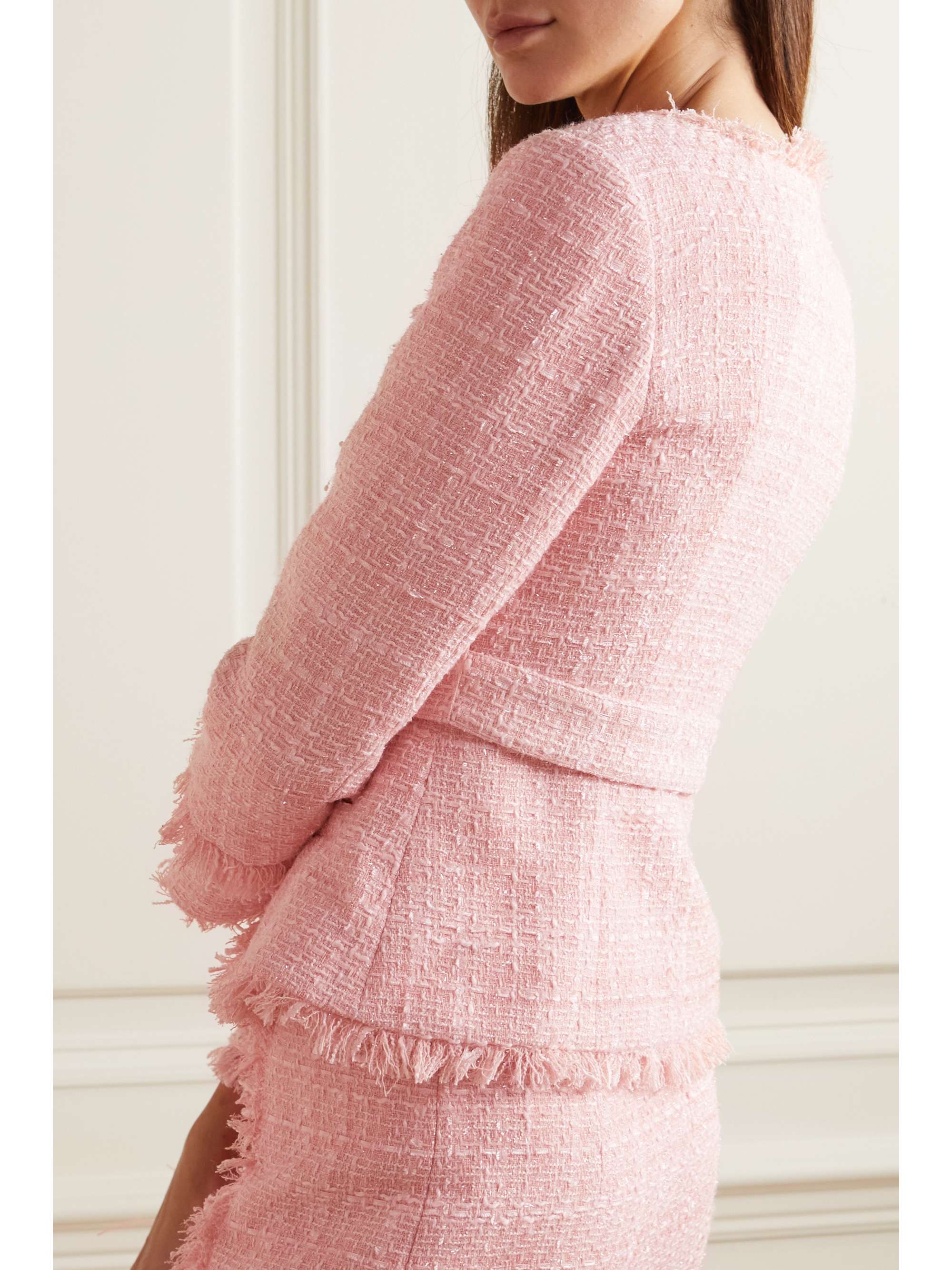 HUISHAN ZHANG Leila belted frayed tweed jacket