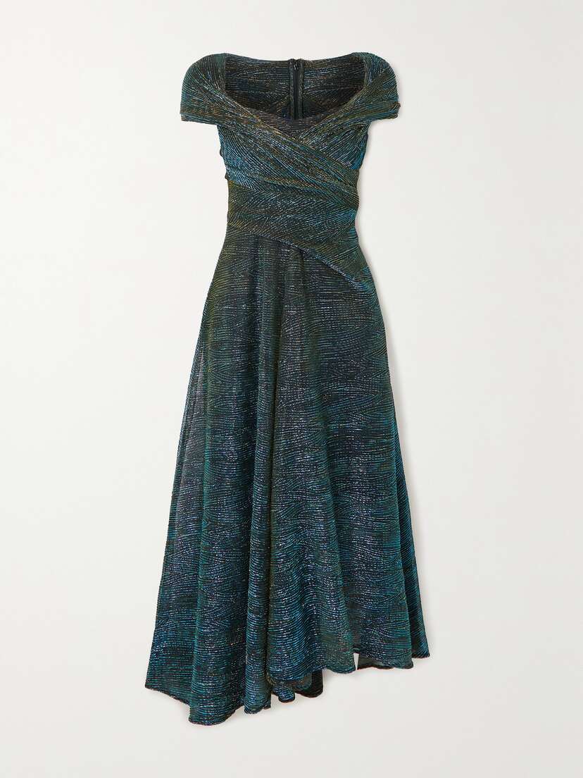 talbot runhof metallic lace midi dress Talbot Runhof Bogna5 Midi Dress | Black