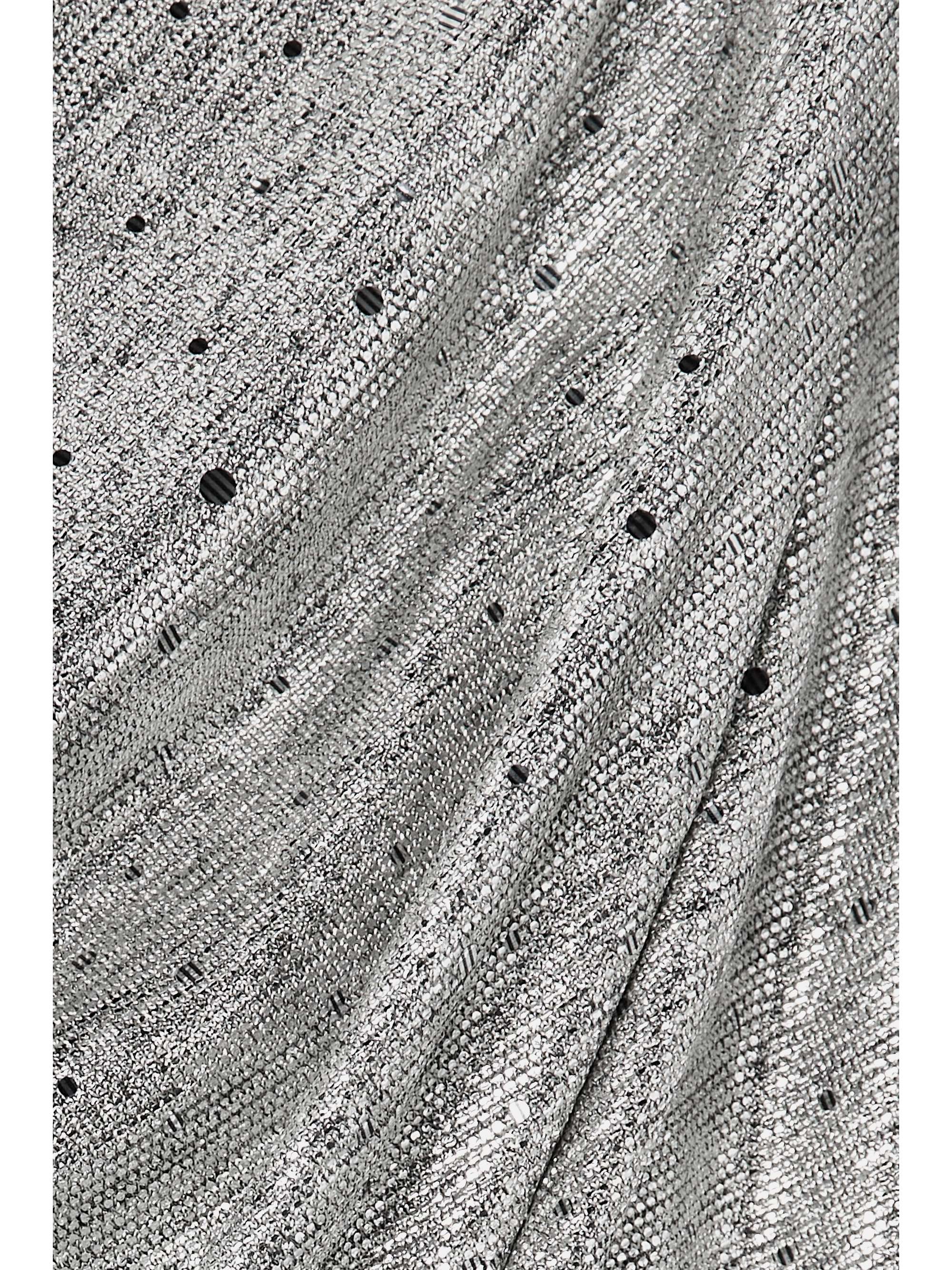 TALBOT RUNHOF Cape-effect gathered embellished metallic stretch-jersey gown