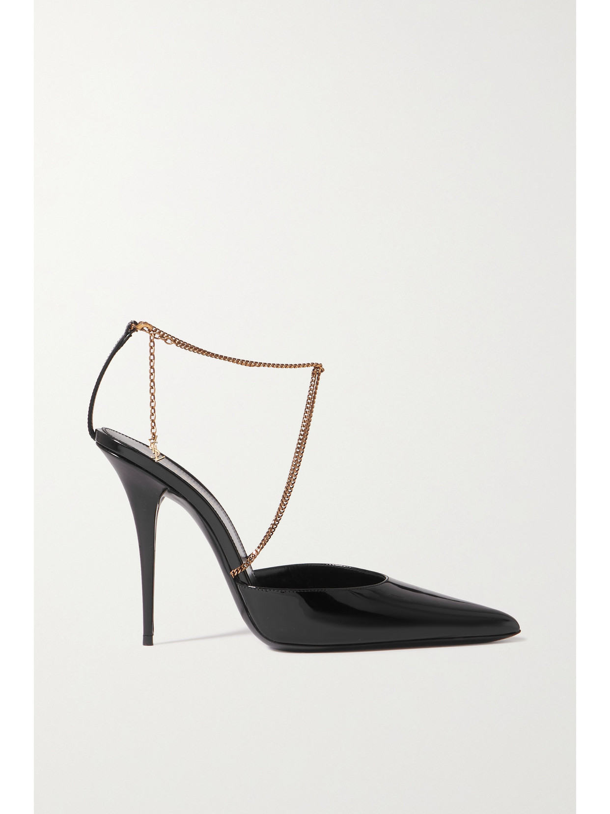 SAINT LAURENT - Claw Chain-embellished Patent-leather Pumps - Black