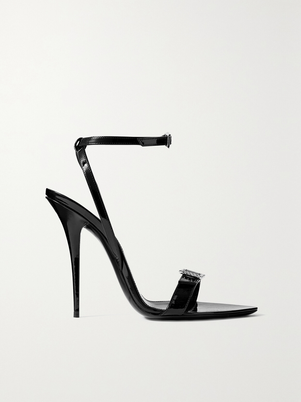 SAINT LAURENT Claude Crystal-embellished Patent-leather Sandals